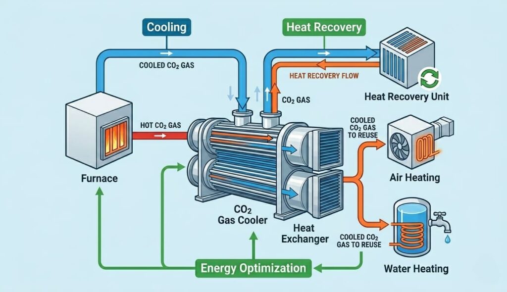comparison of traditional cooling vs CO2 gas cooler system with energy efficiency difference