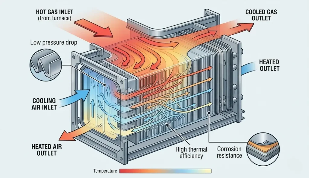 industrial heat exchanger design showing airflow and thermal transfer efficiency